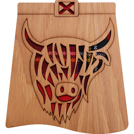 Highland Cow Wood & Tartan Kilt Coaster