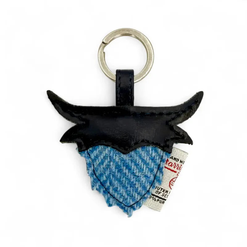 Highland Cow Keyring - Sky Blue