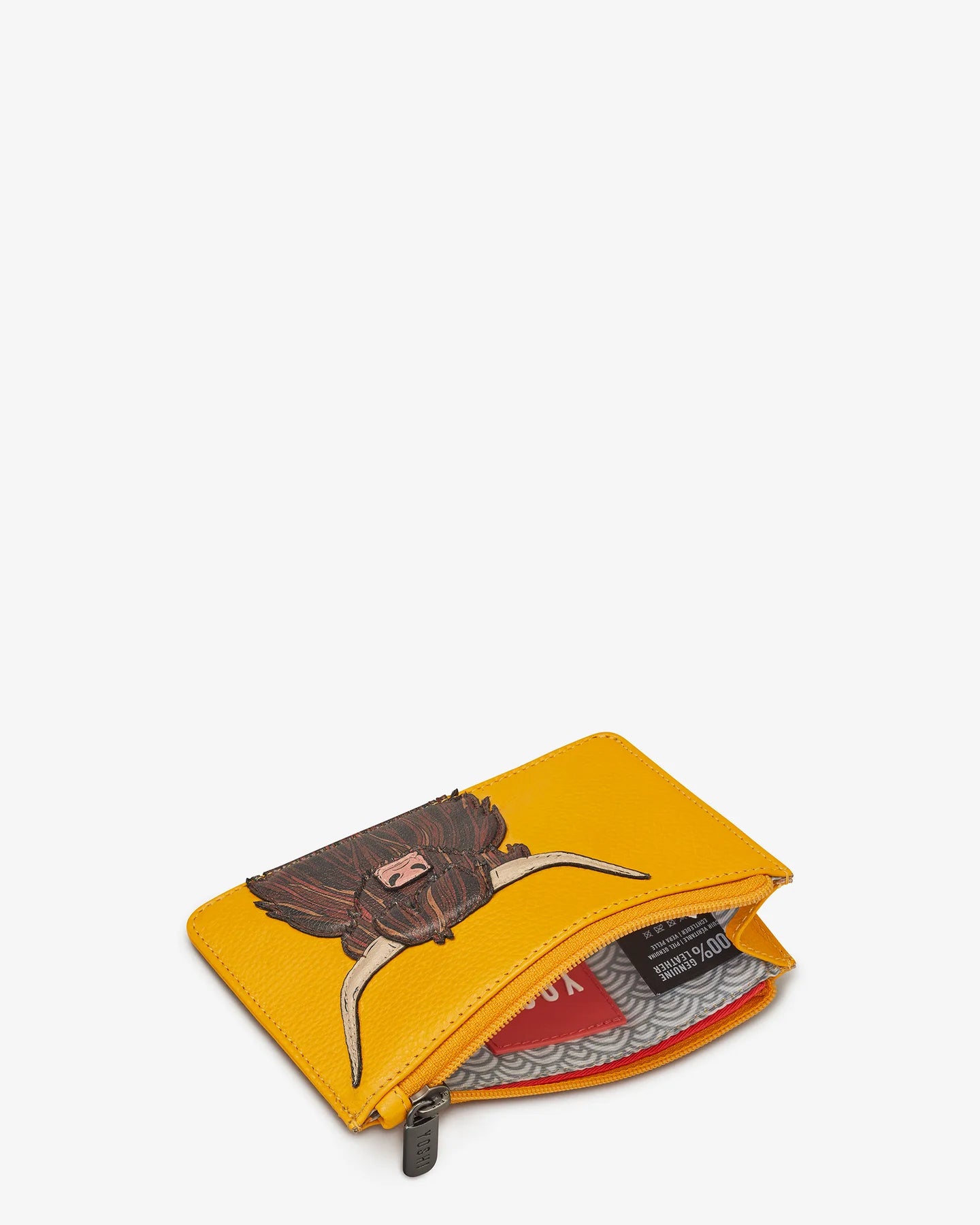 Highland Cow Yellow Zip Top Leather Purse