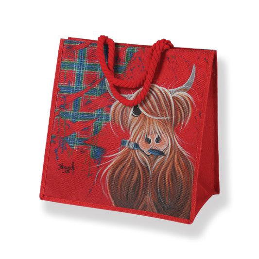 McMoo Tartan Paint Jute Bag