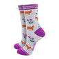 Women's Purple Thistle & Highland Cow Bamboo Socks