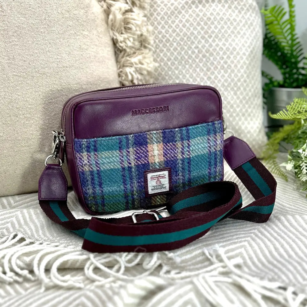 Camera Bag - Green & Purple Plaid