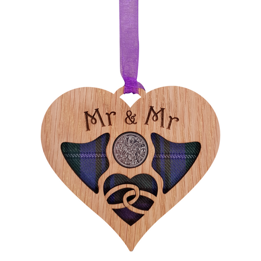 Mr & Mr Heart Shaped Lucky Sixpence