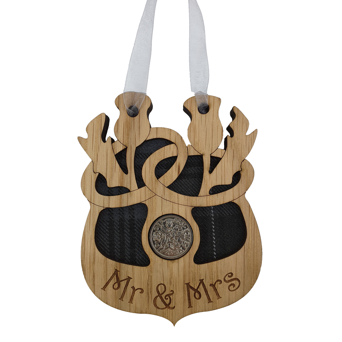 Mr & Mrs Lucky Sixpence Thistle Shaped