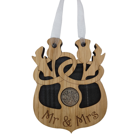 Mr & Mrs Lucky Sixpence Thistle Shaped