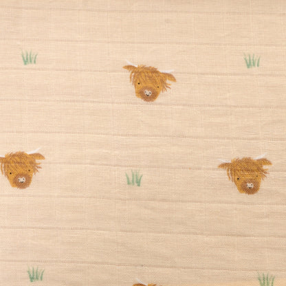 Cream Highland Cow Muslin Square
