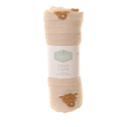 Cream Highland Cow Muslin Square