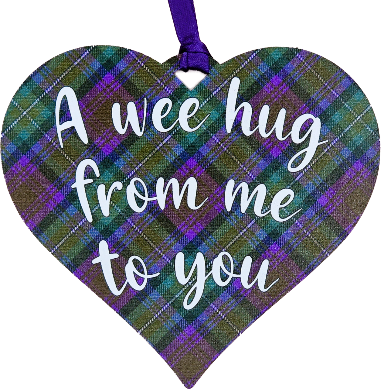 A Wee Hug From Me To You Wooden Tartan Hanging