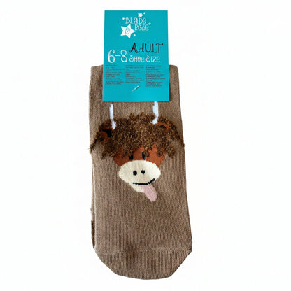 Adults Brown Hamish Cow Socks