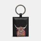 Highland Cow Black Leather Keyring