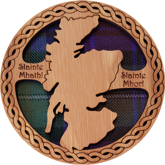 Scotland Map Wood & Tartan Round Coaster