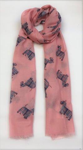 Scottie Dog Pink Cashmere Blended Scarf