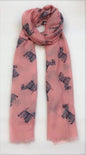 Scottie Dog Pink Cashmere Blended Scarf