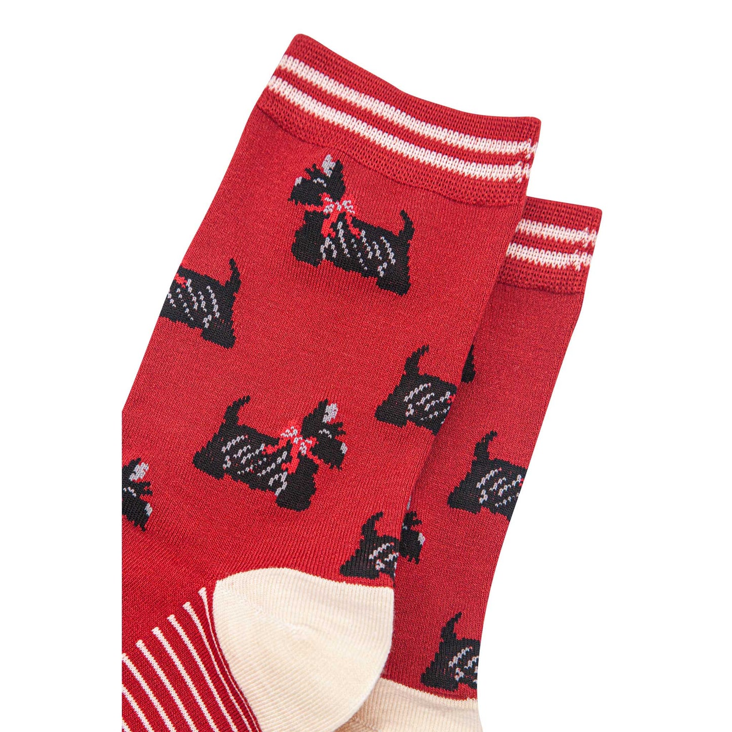 Women's Red Scottie Dog Bamboo Socks