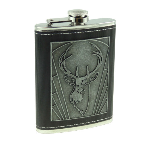 Stag Embossed Hip Flask (8oz)