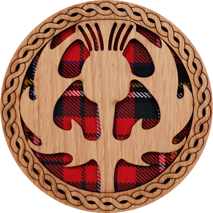 Thistle Wood & Tartan Round Coaster