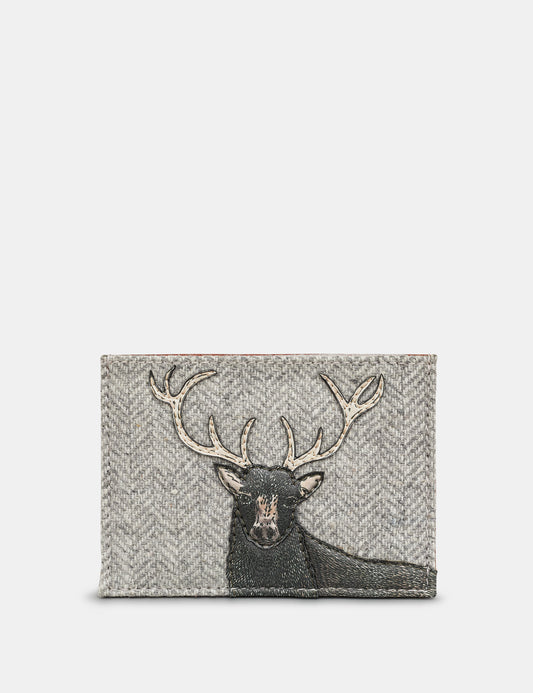 Yoshi Stag Tweed & Brown Leather Card Holder