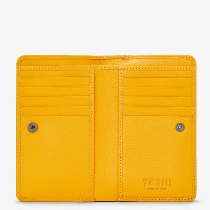 Highland Cow Yellow Zip Around Leather Purse