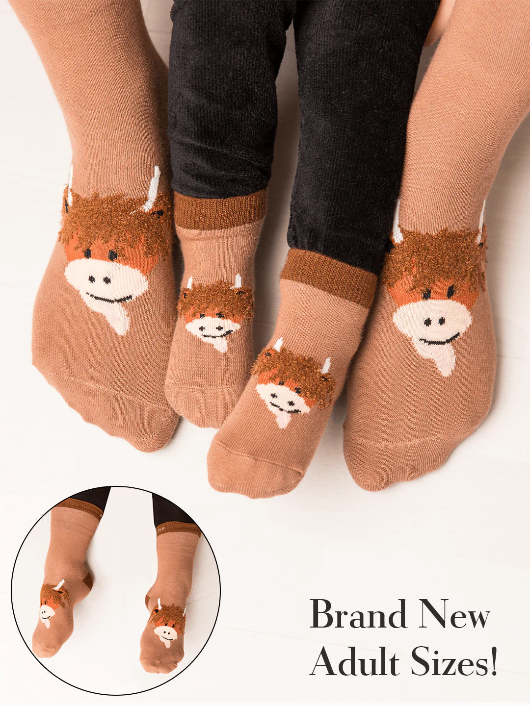 Adults Brown Hamish Cow Socks
