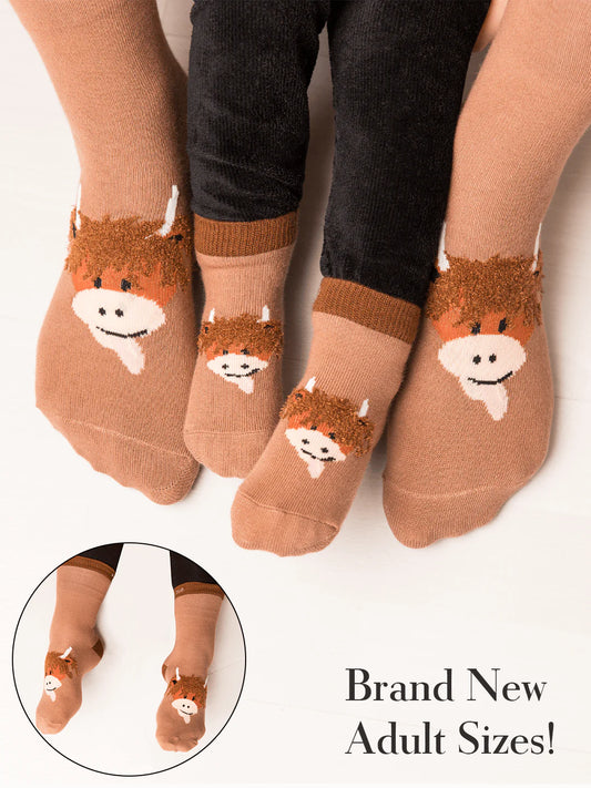 Adults Brown Hamish Cow Socks
