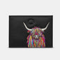 Highland Cow Black Leather Card Holder