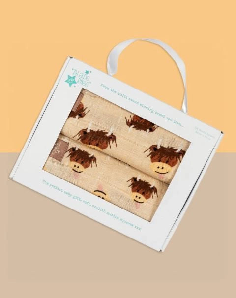 Neutral Highland Cow Muslin Squares