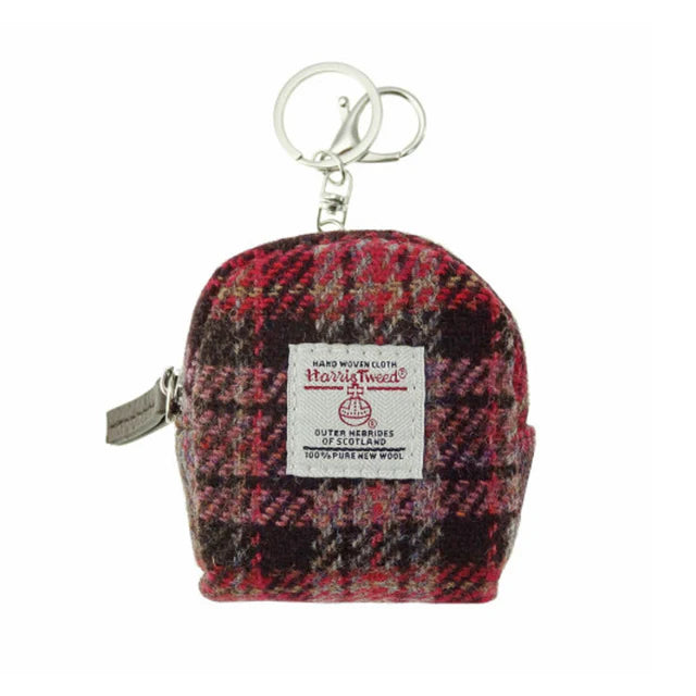 Harris Tweed 'Cava' Micro Bag in Burgundy & Pink Stewart Tartan