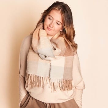 Cream Pleated Scarf Pleated