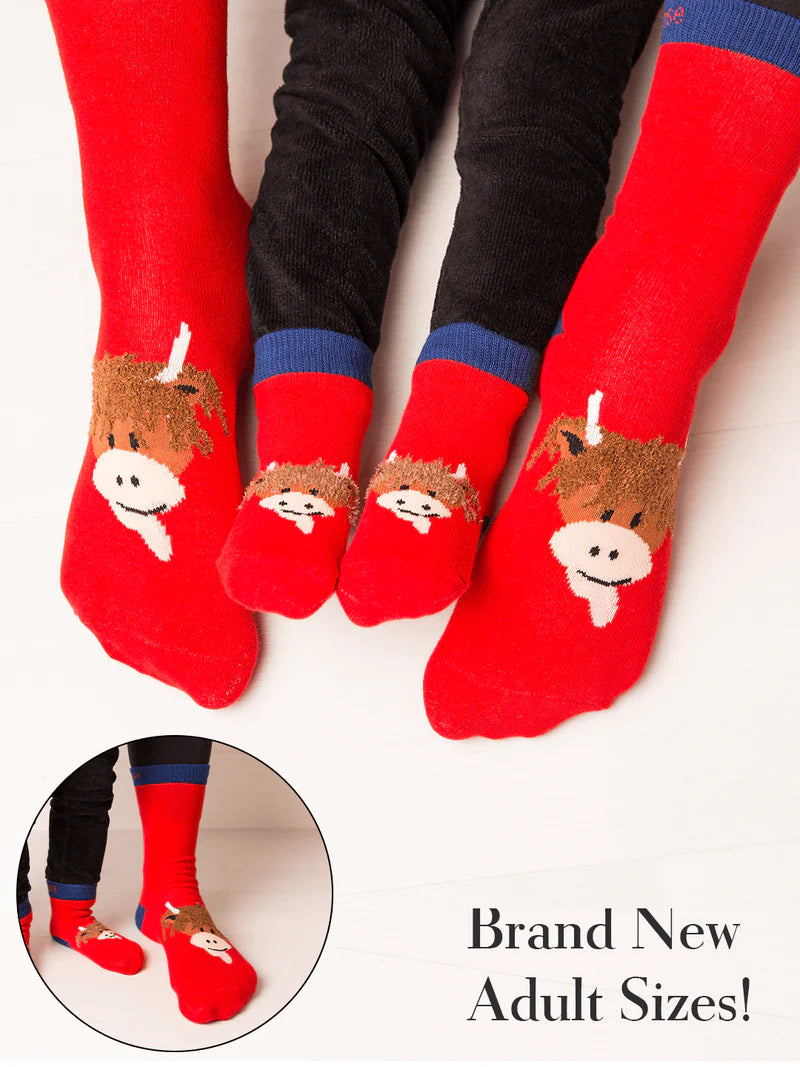 Adults Red Hamish Cow Socks