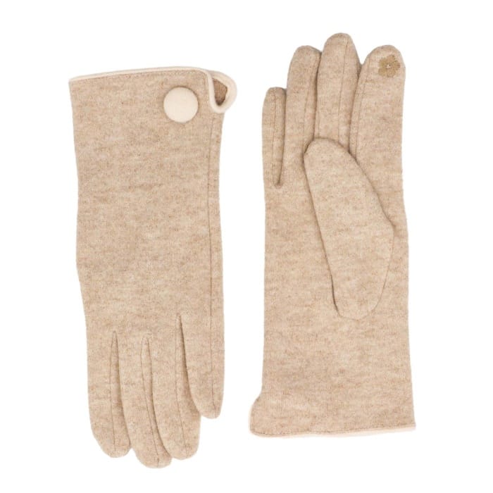 Gloves with Button Detail Taupe