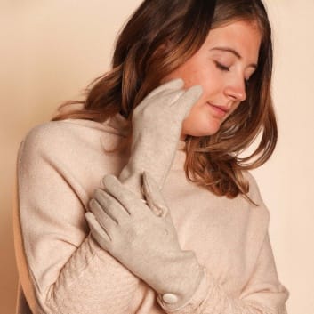 Gloves with Button Detail Taupe