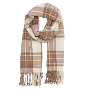 Winter Weight Cream Tartan Scarf